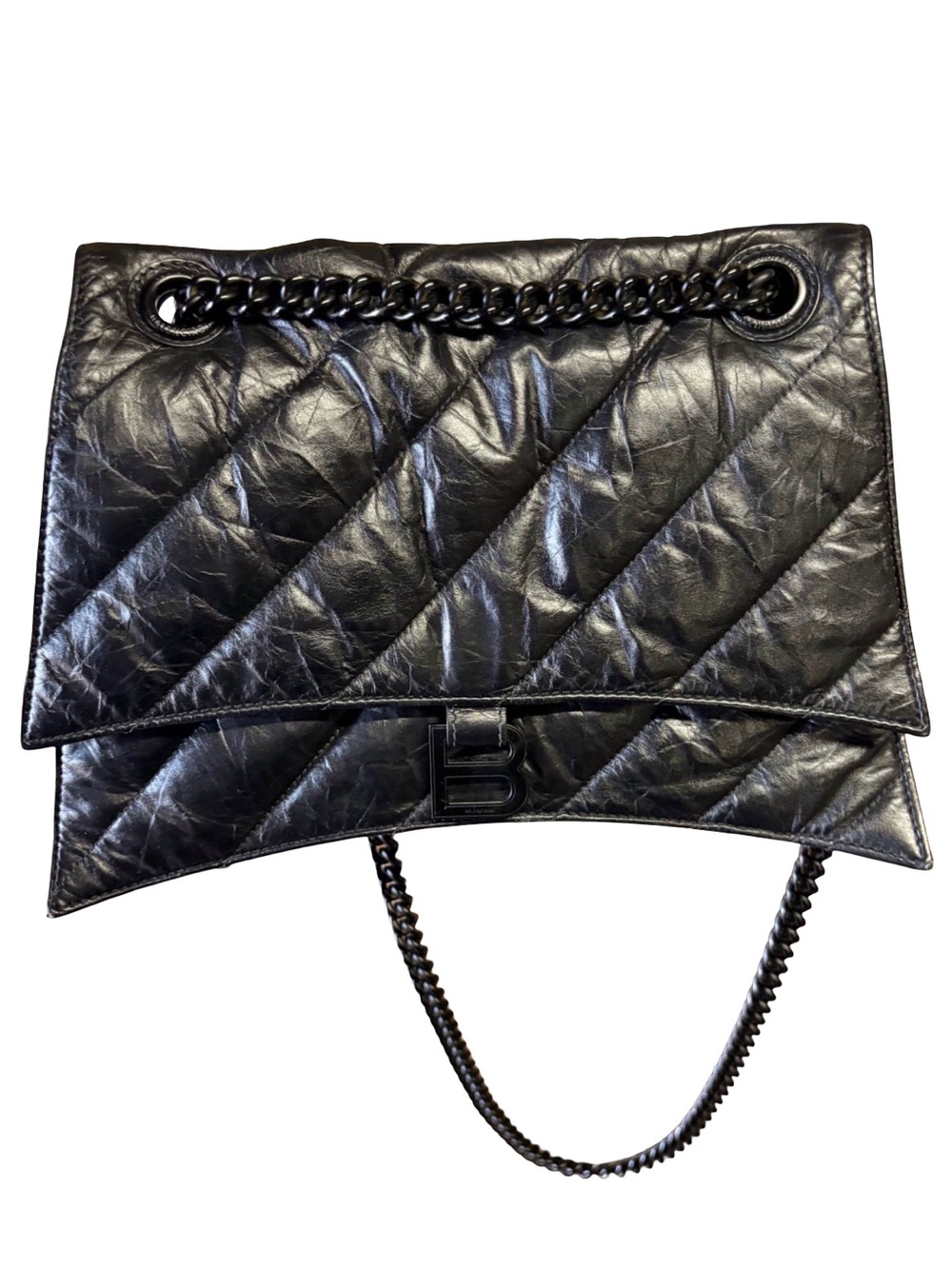 Authentic Balenciaga Crush Medium Chain Bag — Black
